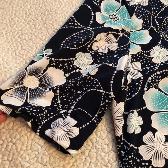 R&K Women's blue white green Floral Size 14 P Formal office party special event - Picture 5 of 11